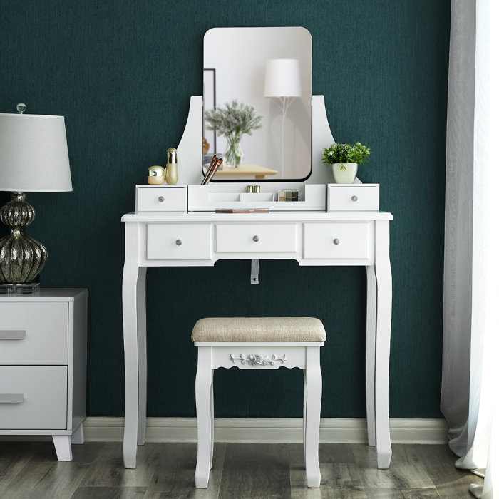 Three Posts Arkin Dressing Table with Mirror & Reviews Wayfair.co.uk